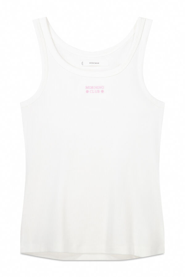 Women'secret T-shirt al&ccedil;as canelada branco bege