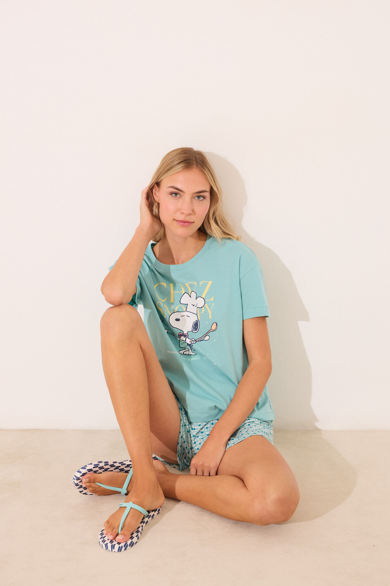 Women'secret Chinelos com estampa geom&eacute;trica do Snoopy