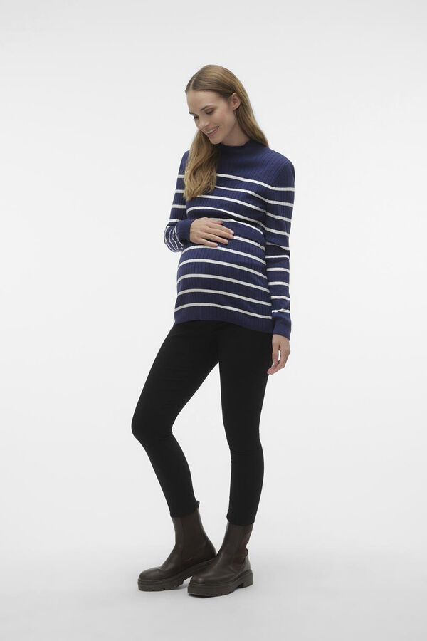 Mamalicious Jersey de punto maternity y lactancia  azul