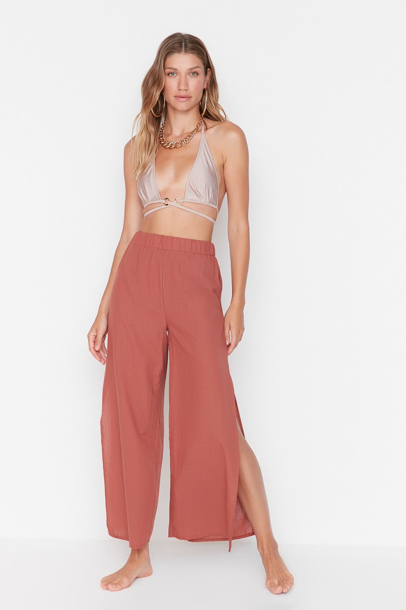 Trendyol Pantalones cintura alta aberturas