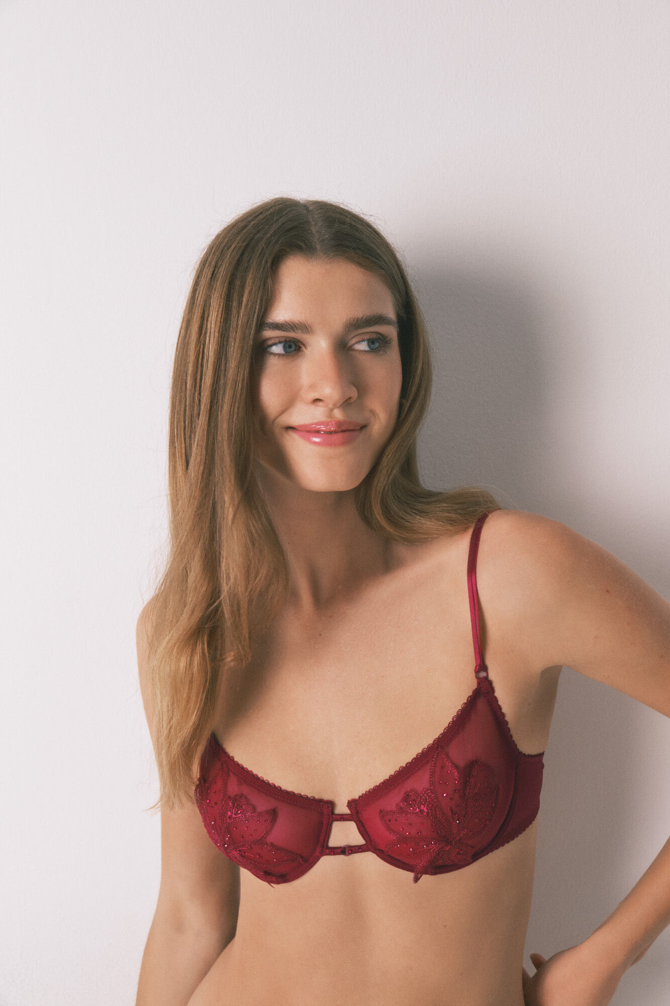 Women'secret Sujetador balconette PRETTY tul rojo brillo