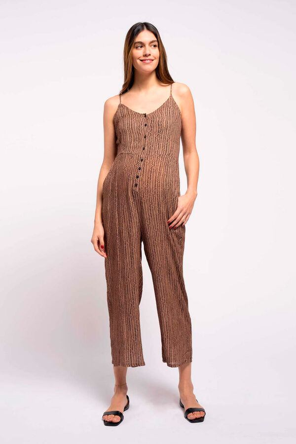 Ohma! Macac&atilde;o pr&eacute;-mam&atilde; estampado cru