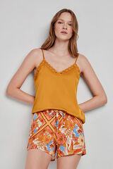Gisela Camiseta pijama tirantes satinada amarillo amarillo