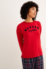 Womensecret T-shirt de manga comprida Better Together vermelha vermelho