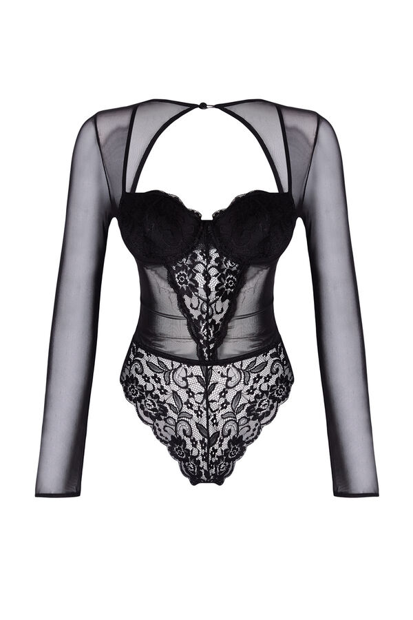Trendyol Body coberto com detalhes de renda preta  preto