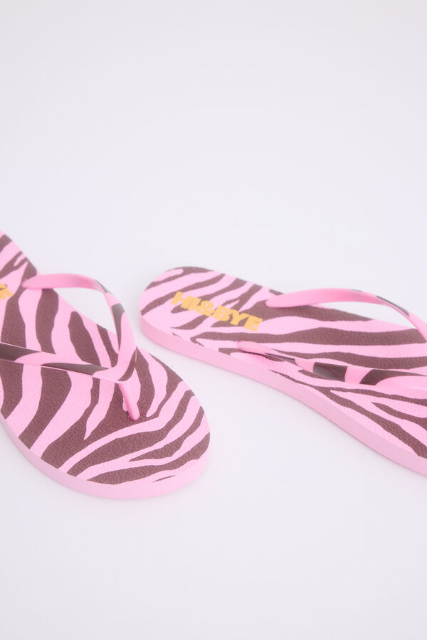 HI&BYE Chanclas print cebra rosa logo rosa