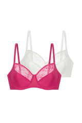 Dorina Pack de 2 sutiãs de renda rosa e nude rosa