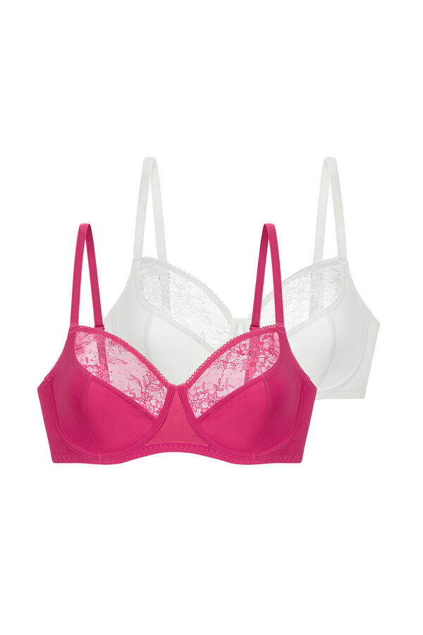 Dorina Pack de 2 sutiãs de renda rosa e nude rosa