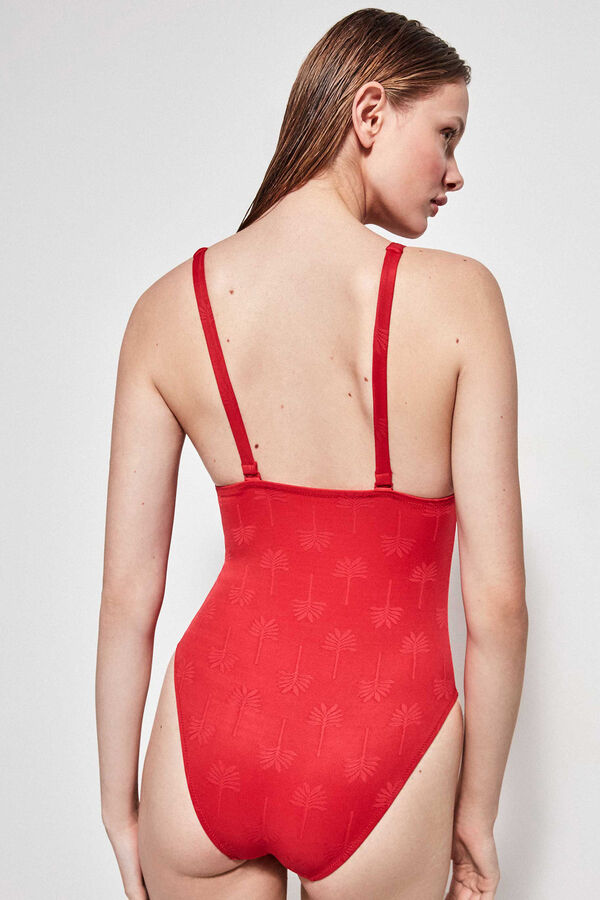 Gisela Bañador con foam extraíble y escote pronunciado rojo