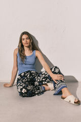 Women'secret Pantal&oacute;n largo estampado flores azul estampado