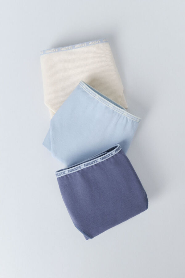 HI&BYE Pack 3 bragas cl&aacute;sicas azul, amarillo, azul claro estampado