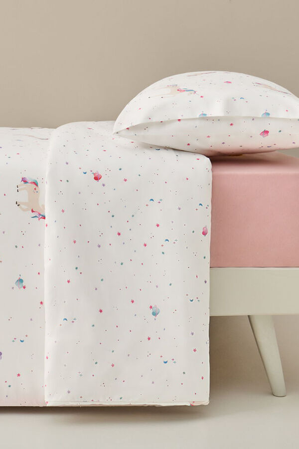 Textura Funda n&oacute;rdica algod&oacute;n unicornios blanco