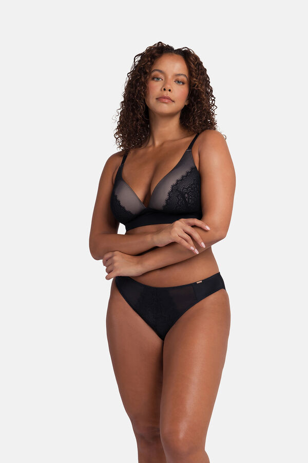 Dorina Suti&atilde; de renda sem aro preto