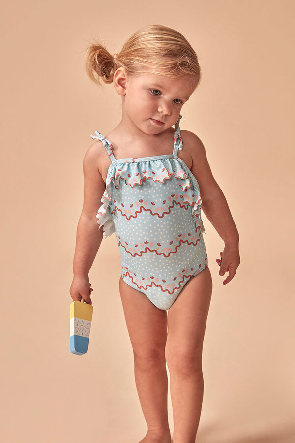 Gocco Fato de banho com estampado de ondas azul-claro azul