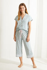 Womensecret Pijama largo camisero 100% algodón sostenible azul azul