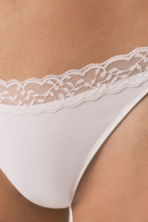 Women'secret Renda de tanga branca branco