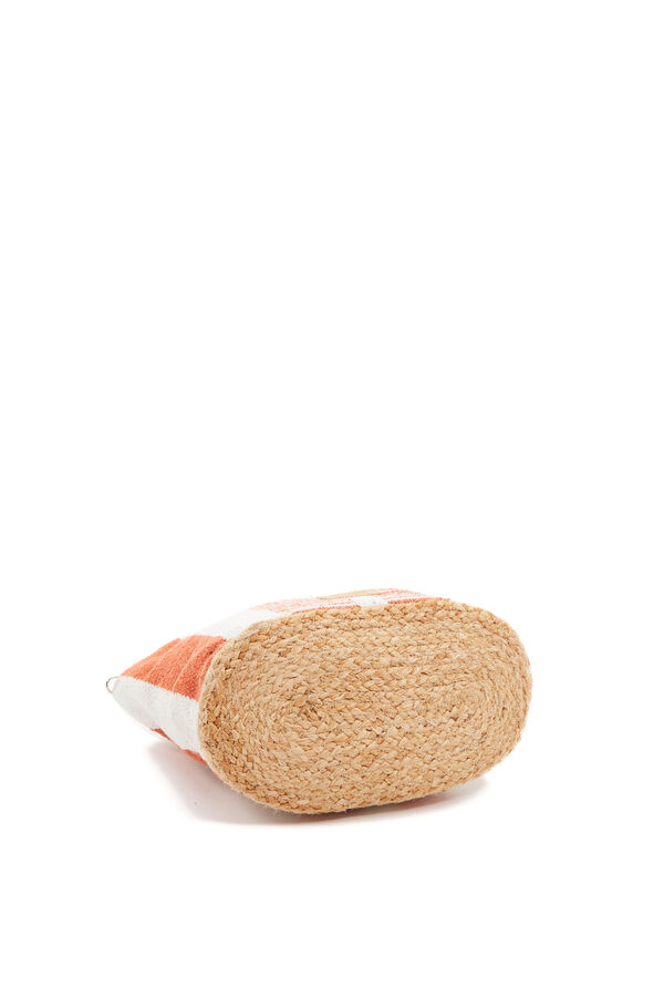 Abbacino Cesta pequena de ráfia riscas vermelho