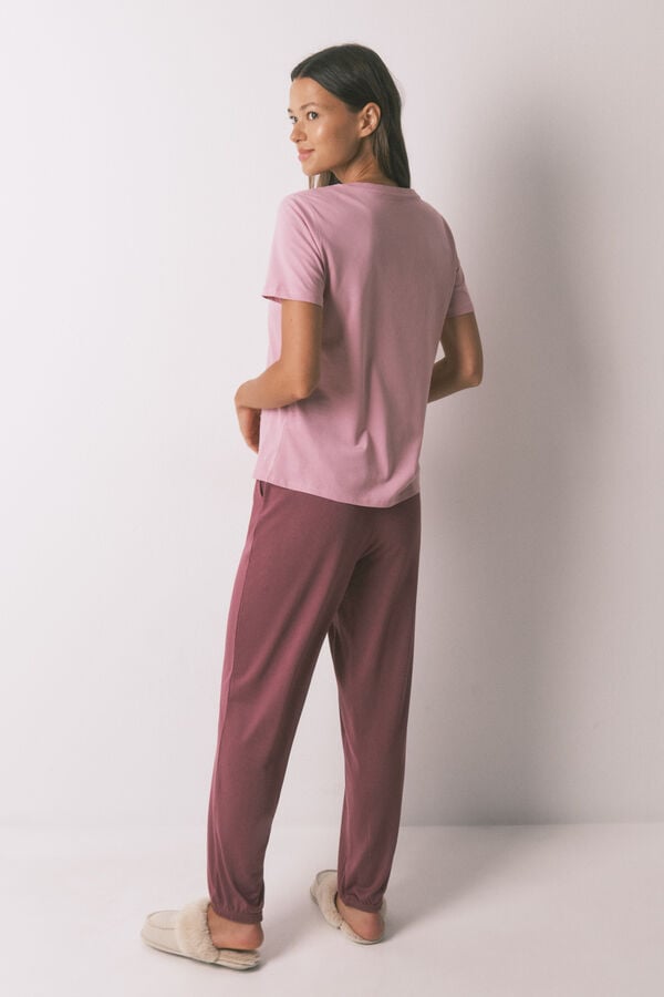 Women'secret Pantal&oacute;n largo punto suave granate burdeos