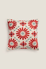 Textura Funda coj&iacute;n bordado geom&eacute;trico 45x45cm. marfil