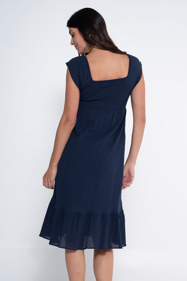 Ohma! Vestido curto de pré-mamã com bata azul