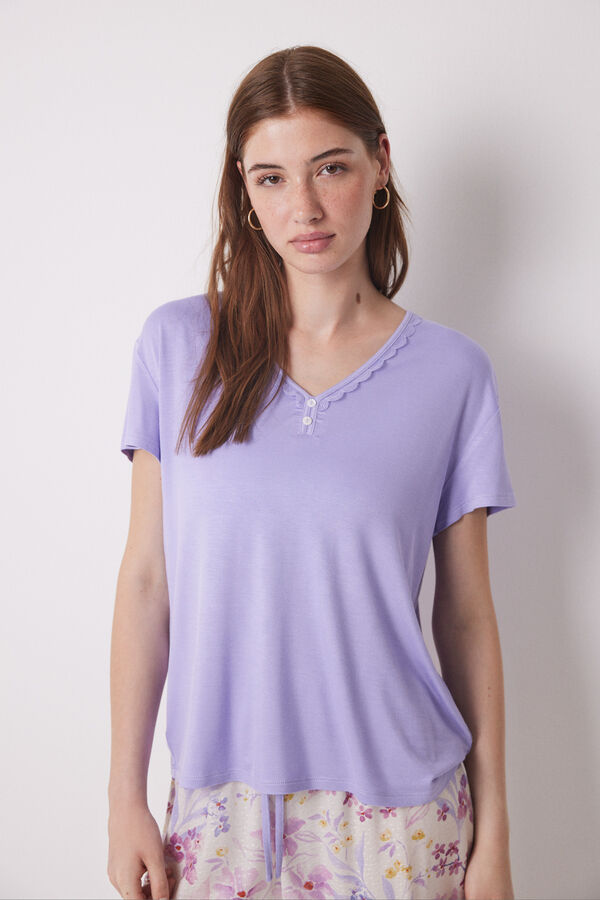 Women'secret Pijama Capri soft touch estampado flores rosa