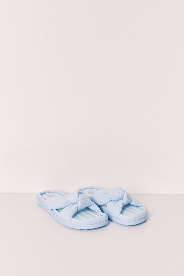 Women'secret Chinelos de quarto com la&ccedil;ada volume azul azul
