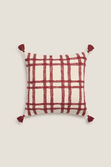 Textura Capa de borlas xadrez com borla vermelho