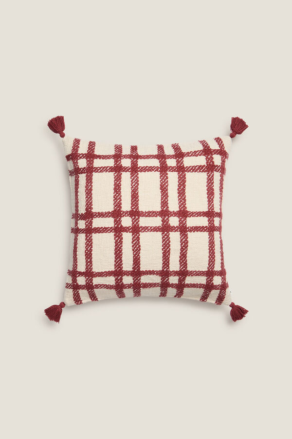 Textura Capa de borlas xadrez com borla vermelho