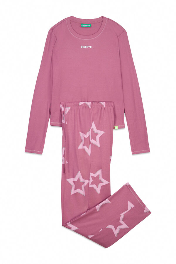 HI&BYE Pijama comprido com estrelas rosa