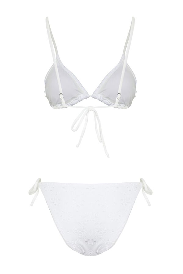 Trendyol Conjunto de biqu&iacute;ni triangular brocado branco