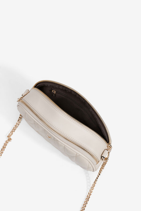 Vilanova Bolsa transversal com efeito de couro bordado bege