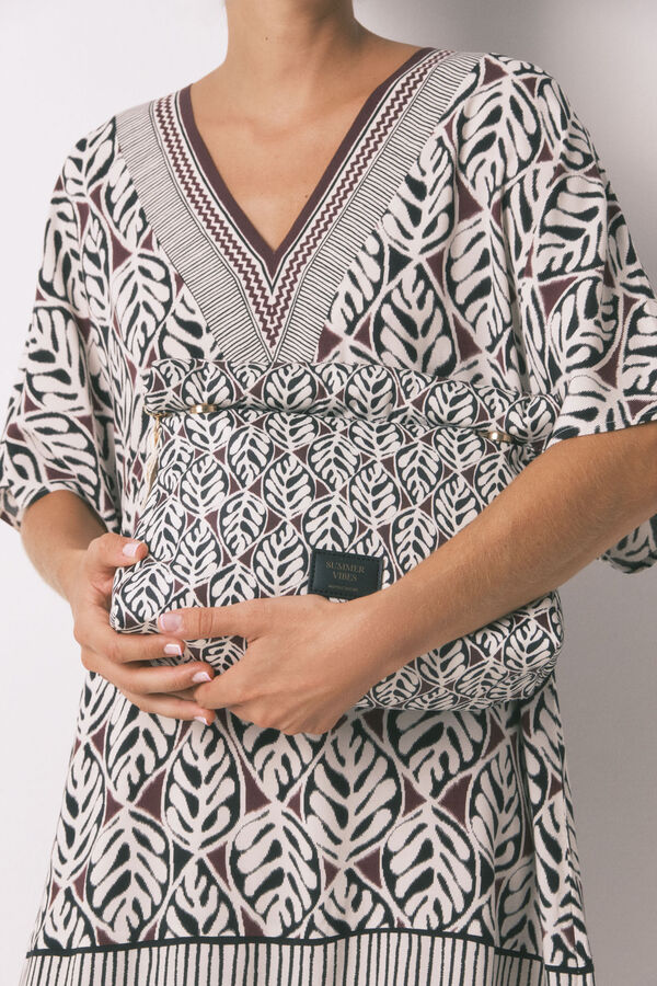 Women'secret Grande nécessaire de higiene acolchoada com estampa de folhas  castanho