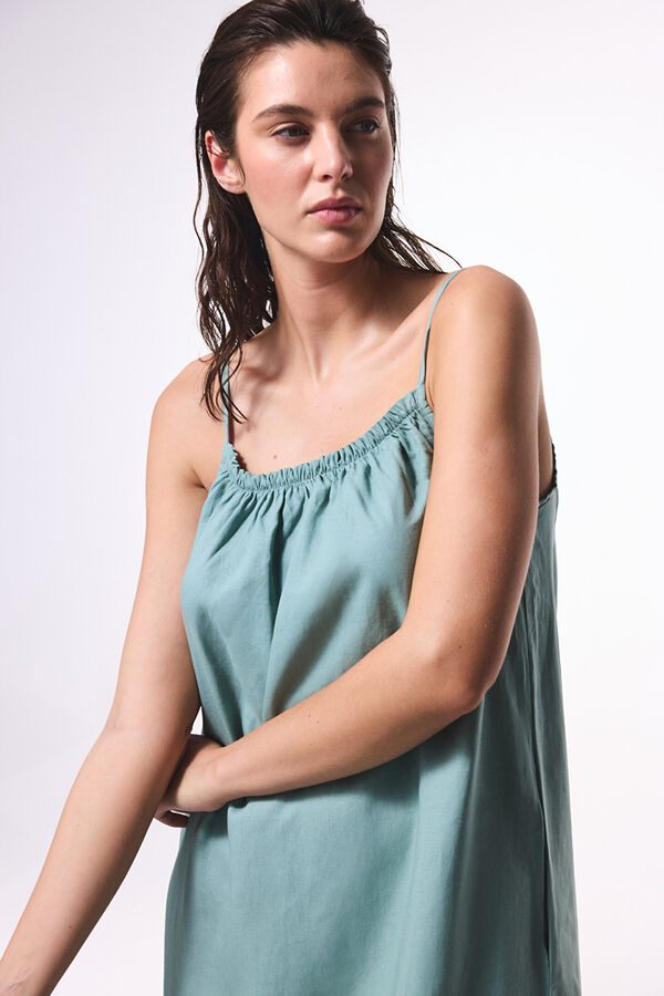 Penti Vestido midi lino verde  verde