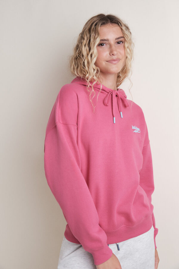 HI&BYE Sweatshirt com capuz de pel&uacute;cia f&uacute;csia rosa