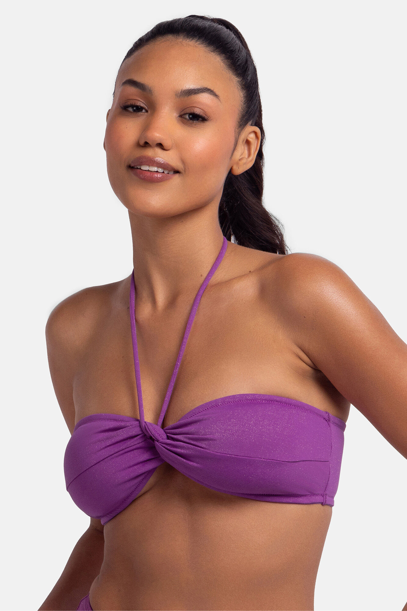 Dorina Top de bikini bandeau brillo morado