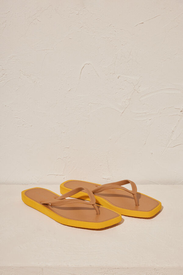 Women'secret Chanclas mujer punta cuadrada amarillo
