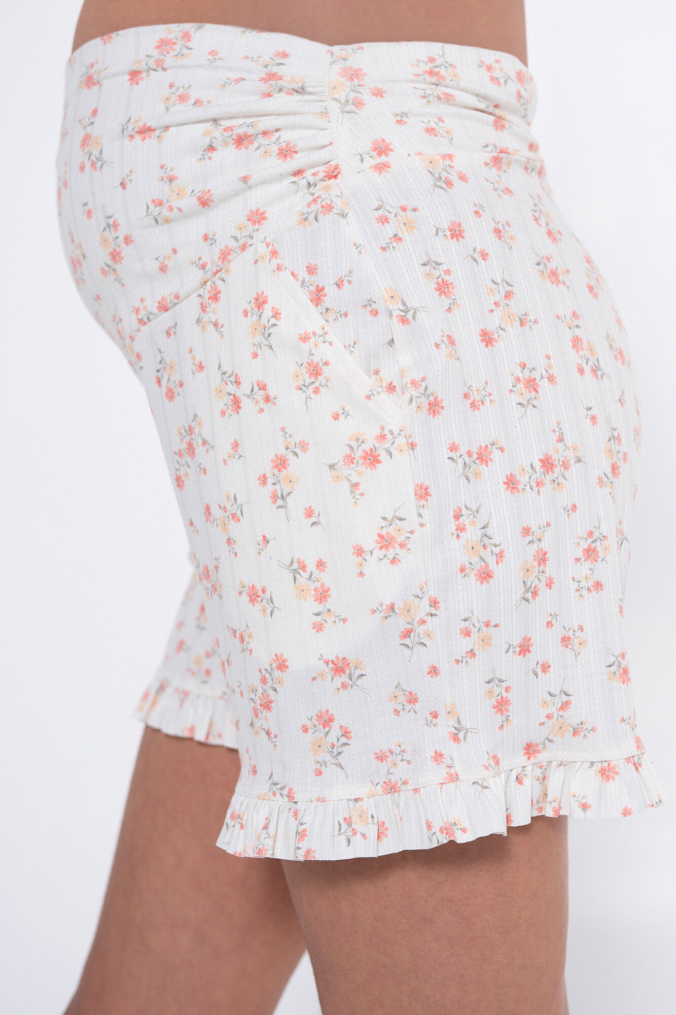 Ohma! Conjunto de pijama canelado floral para pr&eacute;-mam&atilde;
