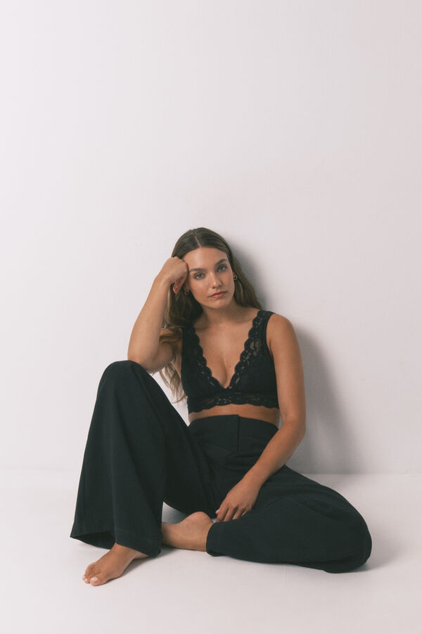 Women'secret Sujetador bralette halter encaje negro negro