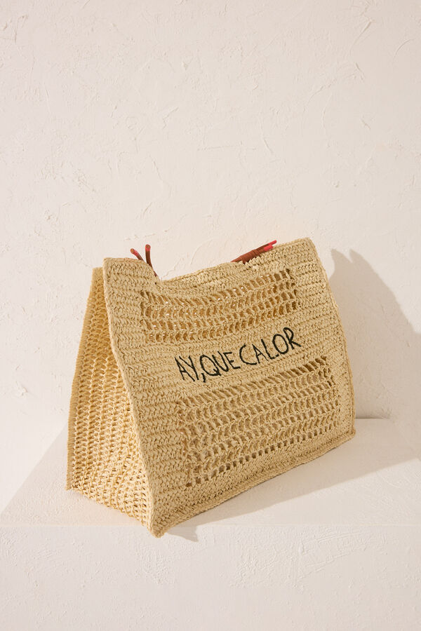 Women'secret Bolso grande rafia nude