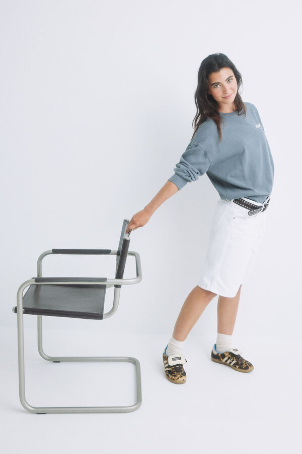 HI&BYE Sweatshirt com logo cinza cinzento