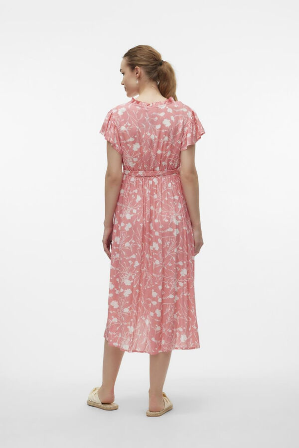 Mamalicious Vestido midi maternity e amamentação  rosa