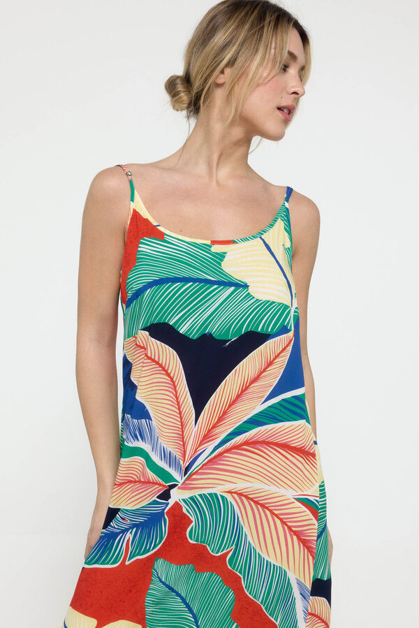 Pieces Vestido comprido estampado vermelho