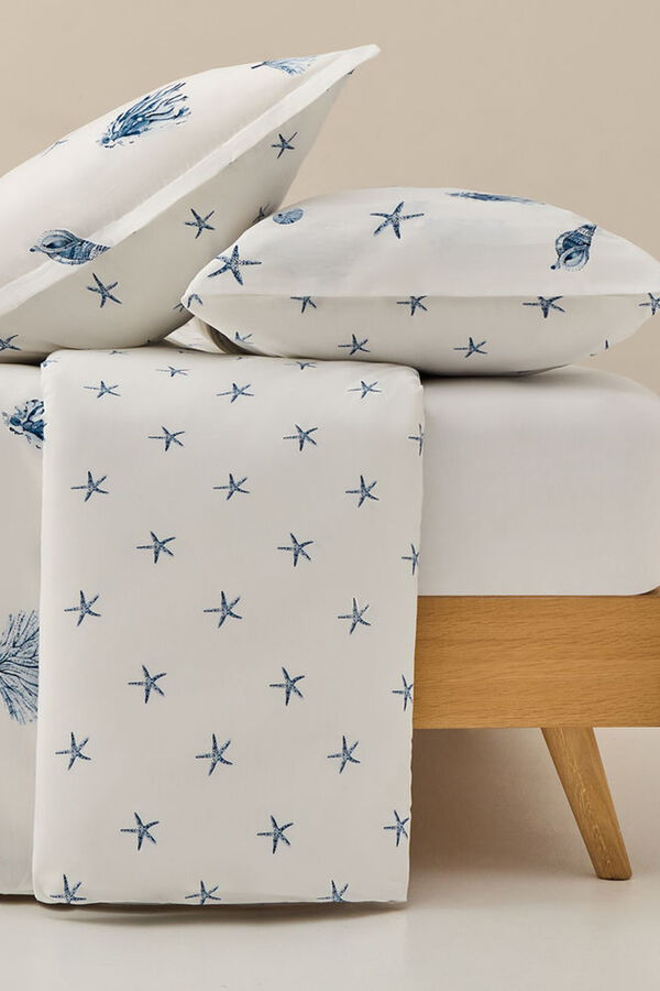 Textura Capa de edredão de algodão com motivos marinhos azul