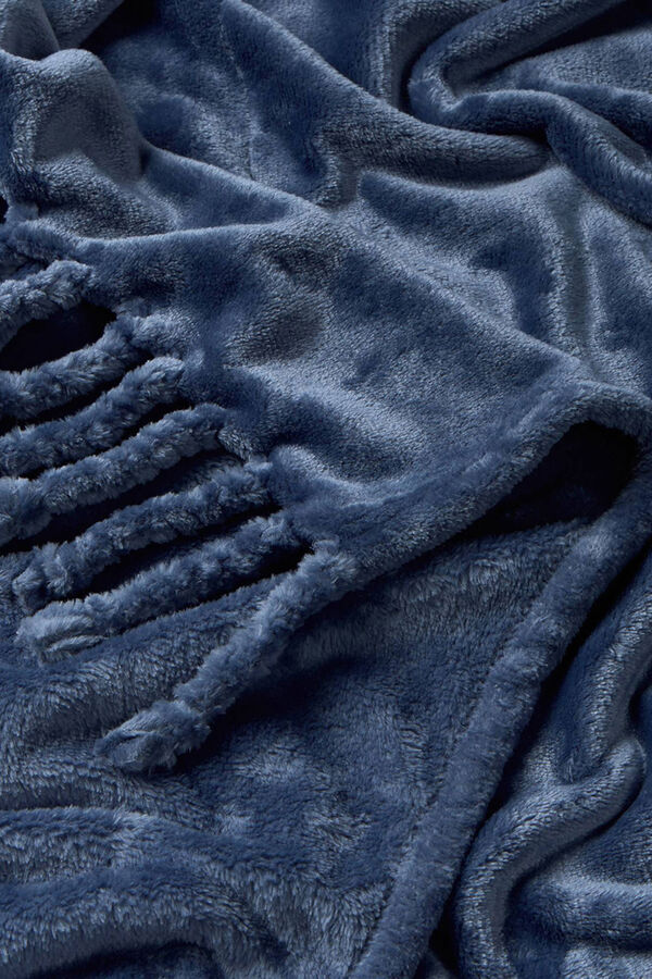 Textura Manta polar flecos azul