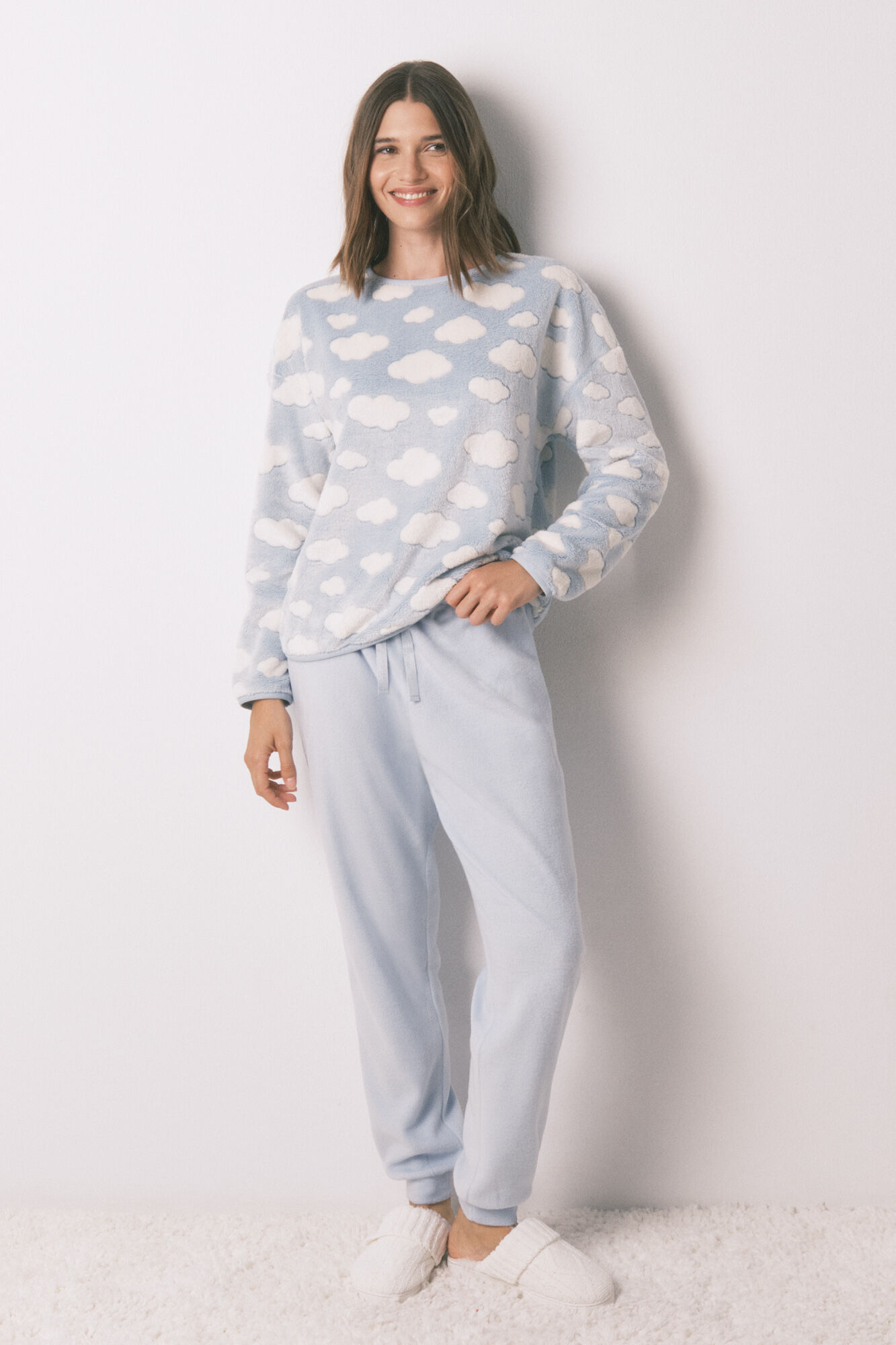 Women'secret Pijama largo polar mousse nubes
