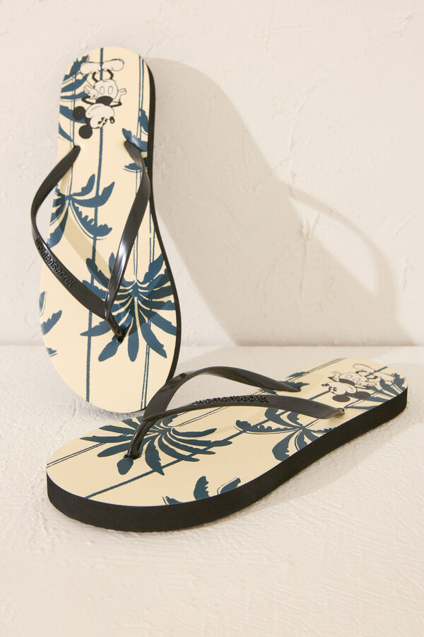 Women'secret Chanclas estampado Mickey Mouse blanco