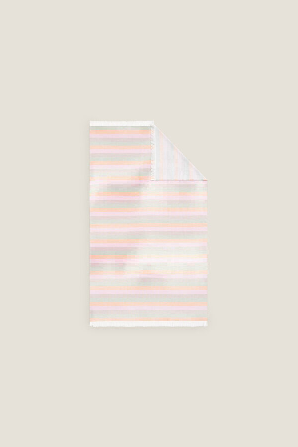 Textura Toalla playa tejido y rizo rayas naranja