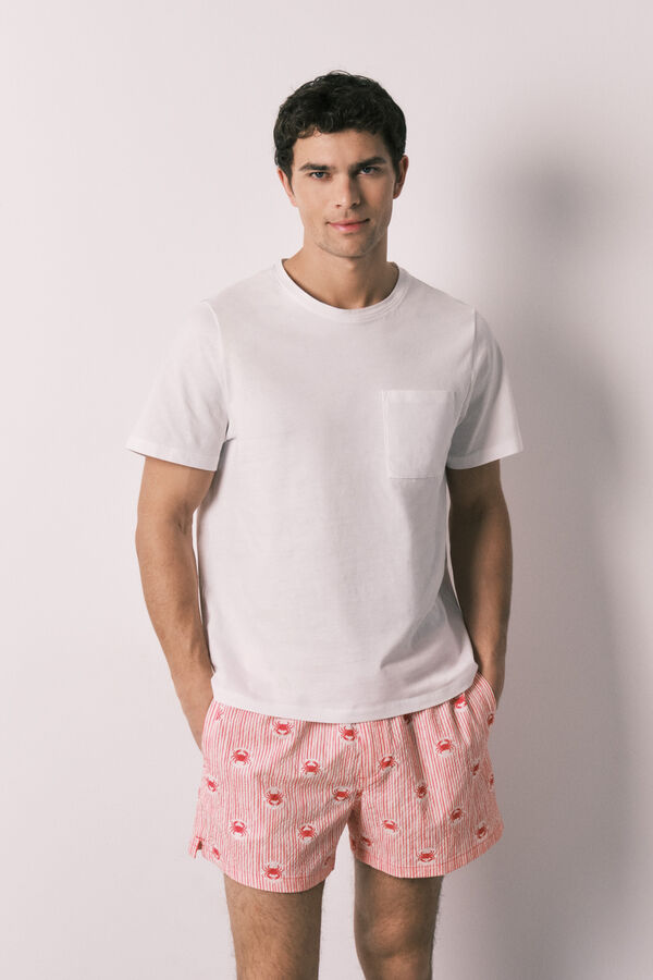 Women'secret Ba&ntilde;ador hombre estampado rayas y cangrejos coral