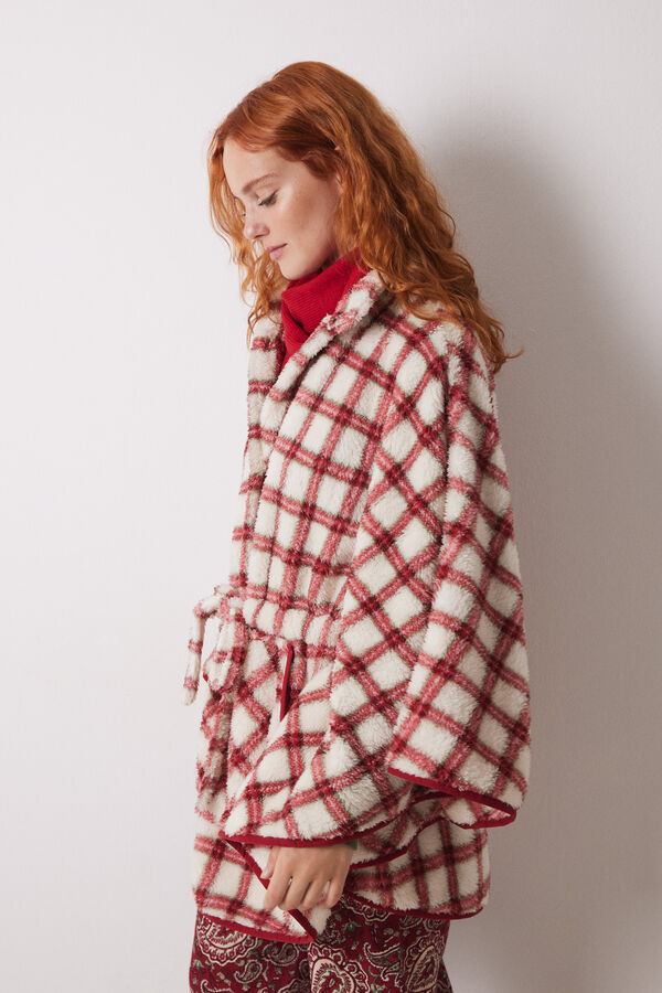 Women'secret Capa pelo suave estampado cuadros estampado