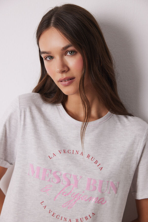 Women'secret Pijama algod&oacute;n manga corta La Vecina Rubia gris